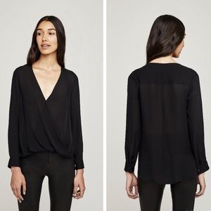 L'AGENCE Kyla Draped Silk Surplice Blouse